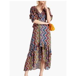 RHODE Adele ruffled printed crepe de chine dress